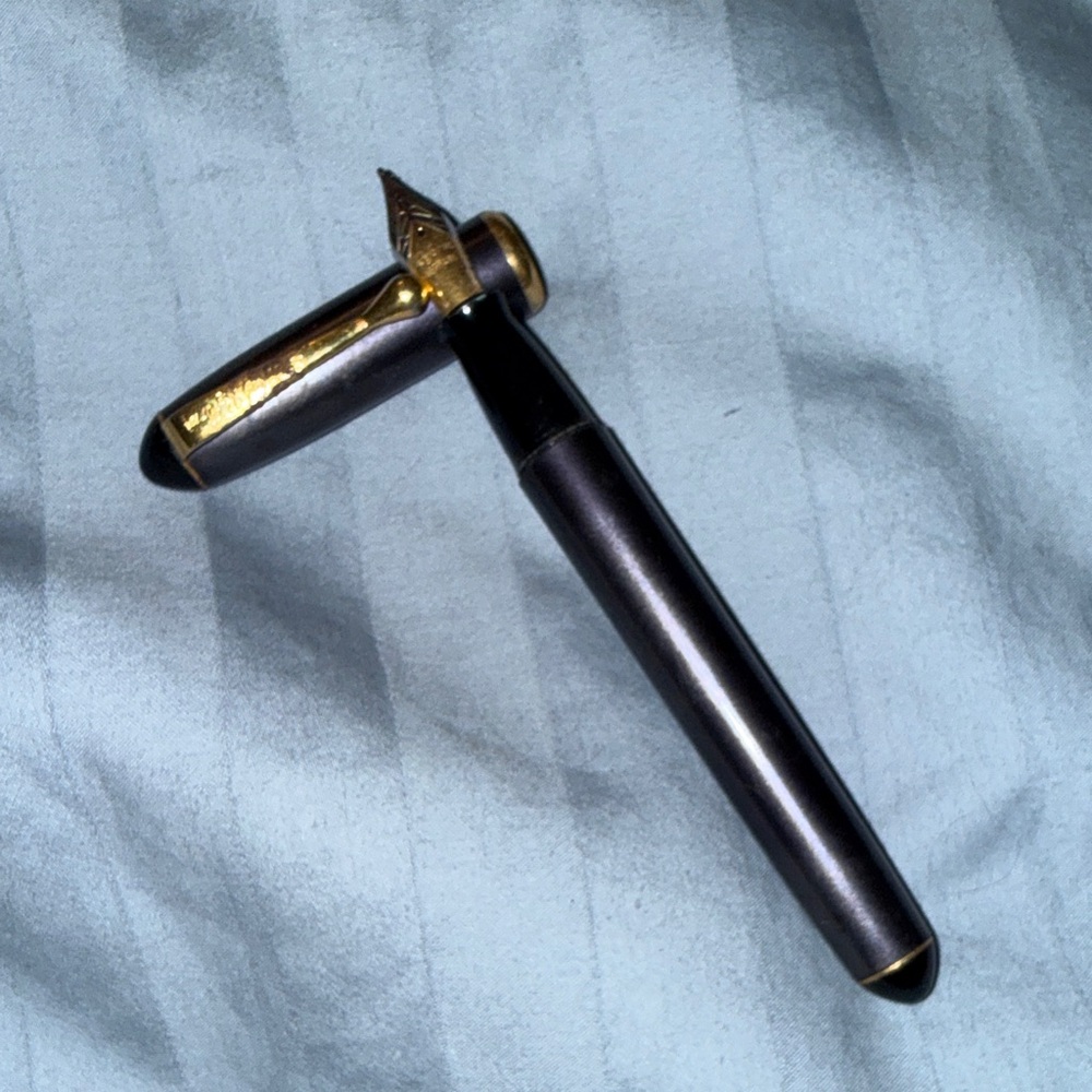 Vintage reform grey plastic fountain pen, some damage on clip